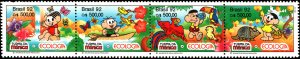 Brazil #2373a, Complete Set, Strip of 3, 1992, Never Hinged