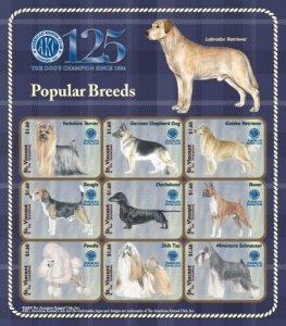 St. Vincent 2009 - SC# 3661 Kennel Club Popular Dog Breeds - Sheet of 9 - MNH