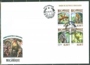 MOZAMBIQUE  2013  PRE- HISTORIC MAN & DINOSAURS  SHEET FIRST DAY COVER