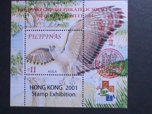 PHILLIPINES 2001 HONG KONG'2001 STAMPS SHOW-AGILA MNH- S/S-VERY FINE