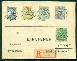 NORTHWEST PACIFIC ISLANDS, 1916, (#'s30-2) tied on regis cover to SWITZERLAND VF