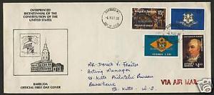 Barbuda 942-5 on FDC - Constitution of the United States