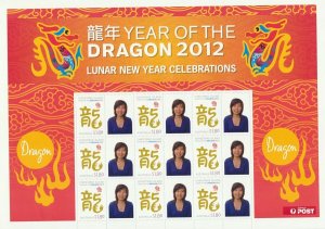 Australia Christmas Is 2012 $1.80 Lunar New Year of Dragon P Stamp Sheet MUH**