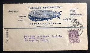 1936 Guadalajara Mexico Zeppelin Advertising Cover To Los Angeles Ca USA