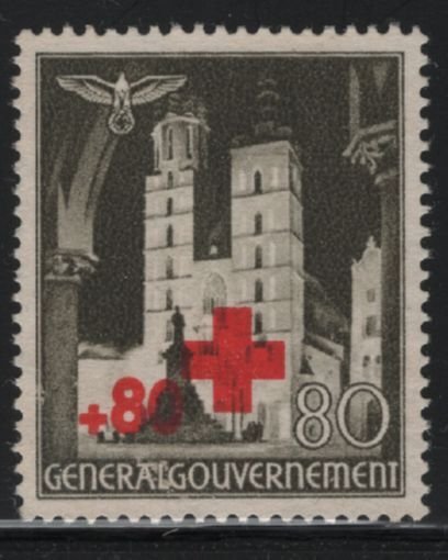 Poland 1940 unused Sc NB4 80g + 80g Surcharge on German stamp