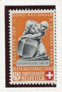 SWITZERLAND; 1940 early Pro Patria issue Mint hinged Shade of 10c. value