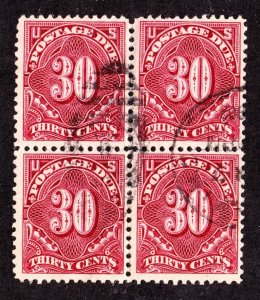 US J43 30c Postage Due Used Block of 4 SCV $450