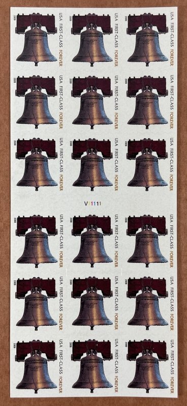 4128c LIBERTY BELL ATM Booklet Pane 18 US Forever Stamps MNH 2009 Plate V11111