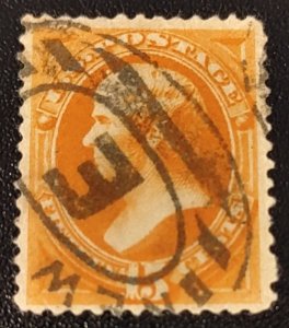 Scott Stamp# 152- 1870-71 Webster, Deep Orange, Used SCV $225.00