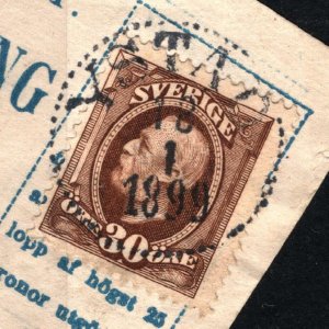 SWEDEN Postmark Superb *YSTAD* 30o Stamp Parcel Form Piece ex Collection SS3905