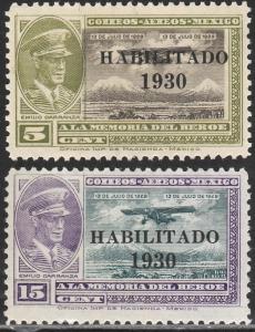 MEXICO C29-C30, HABILITADO 1930, CAPT. E. CARRANZA. UNUSED, H OG. F-VF..