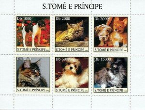 S. TOME & PRINCIPE 2003 - Dogs & Cats 6v. Scott Code: 1519