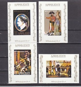 Ajman, Mi cat. 2896, 2900, 2904, 2908. Napoleon values. White IMPERF s/sheets.,