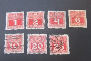 Austria 1908 Sc J346-8,406-11 FU