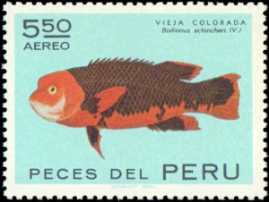 Peru #C333-C334, Complete Set(2), 1972, Fish, Never Hinged