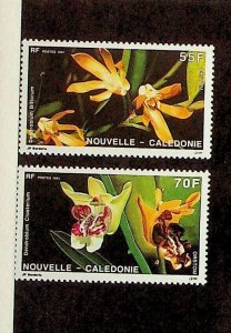 NEW CALEDONIA Sc 649-50 NH ISSUE OF 1991 - FLOWERS - ORCHIDS