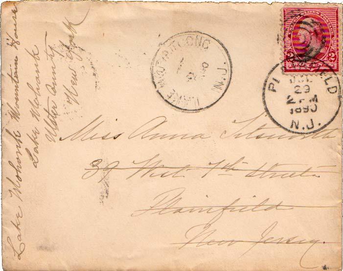 United States New Jersey Lake Hopatcong 1890 target  2c Washington Small Bank...