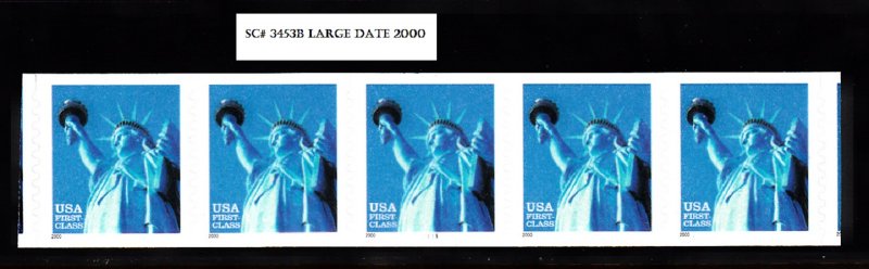 USA PNC SC# 3453b LIBERTY FIRST CLASS ($0.34c) PL# 1111 LARGE DATE S.A. PNC5 MNH