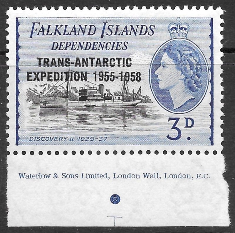 Falkland Islands Dependencies Scott 1L36 MNH Arctic Issue of 1956 Imprint Single