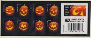 2016 Jack-O-Lanterns Halloween Sc 5140b booklet pane of 20 plate number B11111