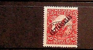 HUNGARY - ROMANIAN OCCUPATION Sc 2NB4 NH ISSUE OF 1919 - OVERPRINT ON 10f-SIGNED