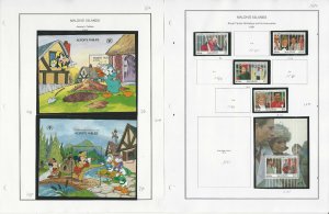 Maldive Stamp Collection on 20 Steiner Pages, 1986-92 Mint Sets Disney, JFZ