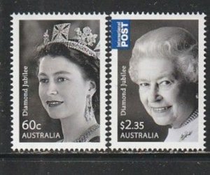 2012 Australia - Sc 3676-7 - MNH VF - 2 single - QE II