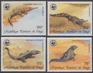 CONGO PEOPLE'S REPUBLIC Sc # C367-70 CPL MNH WWF CROCODILES