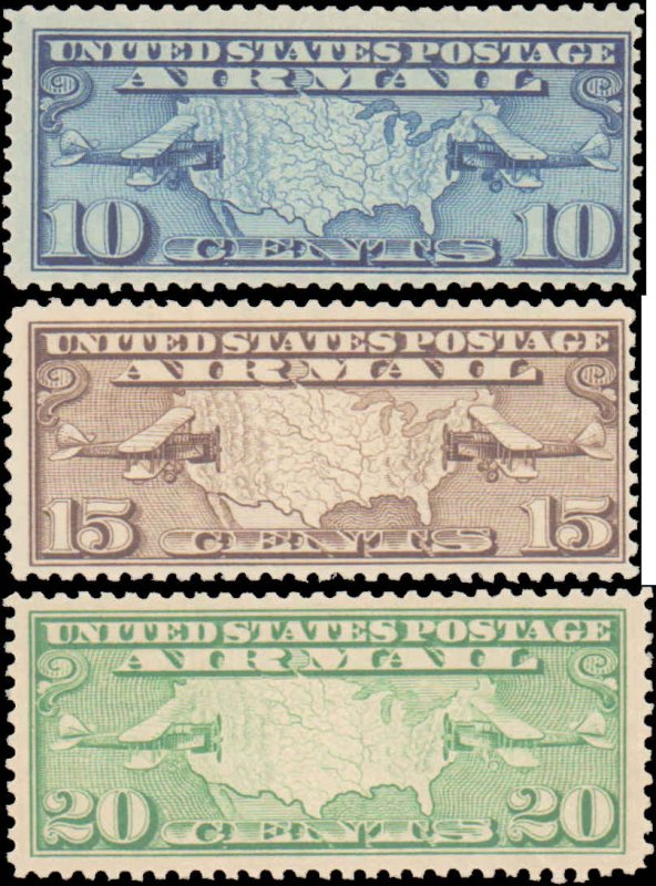 United States #C7-C9, Complete Set(3), 1926-1927, Airplanes, Never Hinged