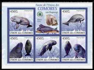 Comoro Islands 2009 Dugong perf sheetlet containing 5 val...