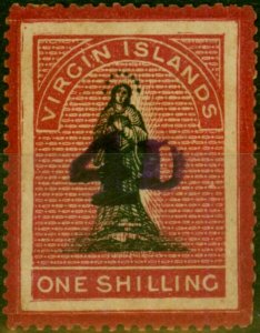 Virgin Islands 1888 4d on 1s Black & Rose-Carmine SG42 Fine MM-Variant 12