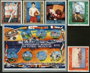 MEXICO 1439-1444 World Soccer Championship. Complete set MNH