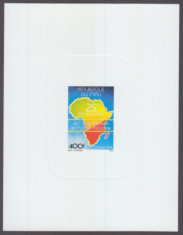 MALI Sc # 558 CPL, PROOF CARD, 25th ANN of AFRICAN UNITY