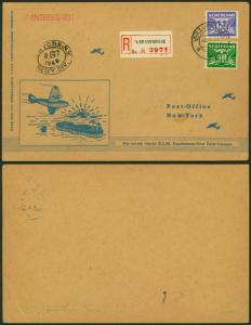 1946 Amsterdam Holland First Flight Postcard cover FFC to New York USA KLM