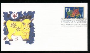 US 3895b Chinese New Year, Year of OX UA Fleetwood cachet FDC DP