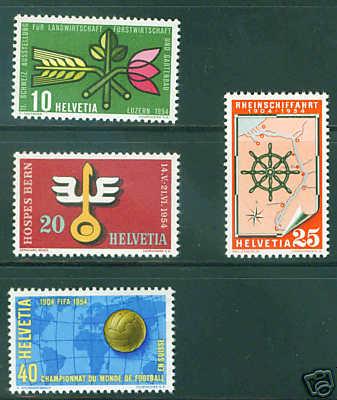 Switzerland Scott 347-50 1954 stamp set MNH** CV $6