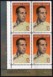 Scott #3152 Humphrey Bogart (Legends of Hollywood) Plate Block of 4 Stamps - MNH