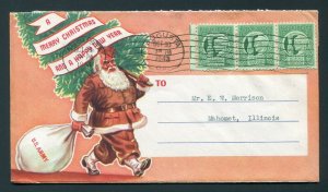 1943 WWII Santa Claus Christmas Patriotic - Augusta, Georgia to Mahomet, IL