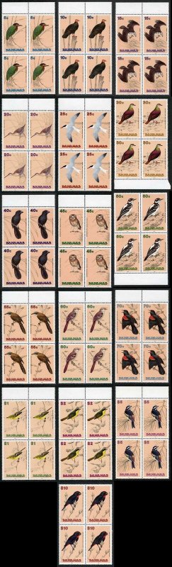 Bahamas SG892/907 1991 Birds set of 16 in U/M Blocks of Four