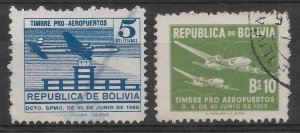 BOLIVIA 1955 PRO AIRPORT AVIATION PLANE 5B BLUE SCOTT RA23/4 MICHEL Z23/4 USED
