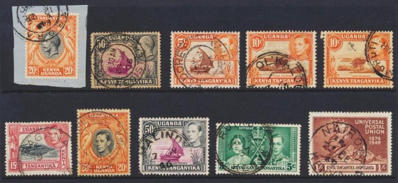 KUT BRITISH 1936+ POST MARKS GROUP (18)- ABORA, ELDORE,OLKALO, ,URUTI ETC