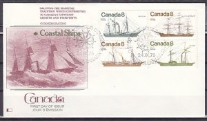 Canada, Scott cat. 670-673. Coastal ships issue. First day cover. ^