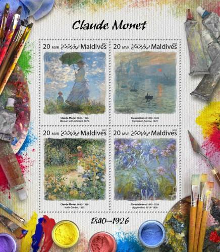 MALDIVES 2017 SHEET CLAUDE MONET ART PAINTINGS ARTE PINTURAS mld17303a