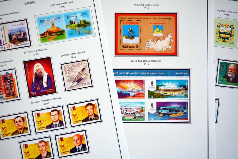 COLOR PRINTED RUSSIA 2014-2016 STAMP ALBUM PAGES (73 illustrated pages)