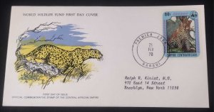 EL)1978 R. CENTRAL AFRICAN, WORLD WILDLIFE FUND, WWF, FAUNA, LEOPARD, CIRCULATED