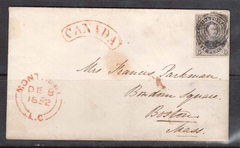 Canada #2 Used On Cover To Boston USA **With Certificate**