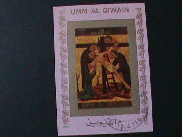 ​UMM AL QIWAIN-EASTER -CTO IMPERF-S/S VF-FANCY CANCEL WE SHIP TO WORLDWIDE