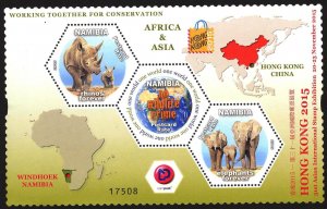 Namibia 2015 Animals Rhinoceros Elephants S/S MNH **