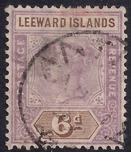 Leeward Islands 1890 QV 6d Dull Mauve & Brown used SG 5 ( J484 )