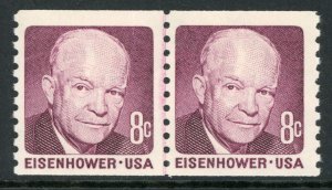 USA 1971 ? Eisenhower 8¢ Claret  Scott 1402 Line Pair MNH P603